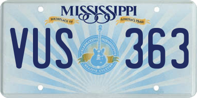 MS license plate VUS363