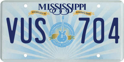 MS license plate VUS704