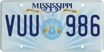 MS license plate VUU986