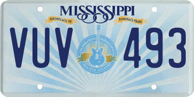 MS license plate VUV493