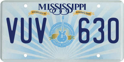 MS license plate VUV630