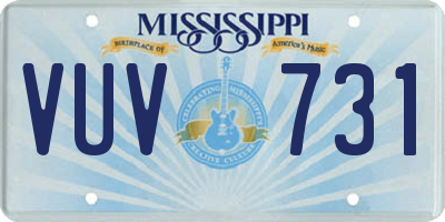 MS license plate VUV731