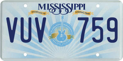 MS license plate VUV759