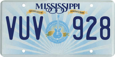 MS license plate VUV928