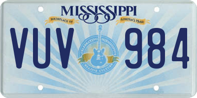 MS license plate VUV984