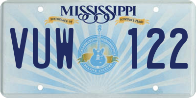 MS license plate VUW122