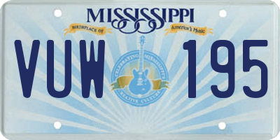 MS license plate VUW195