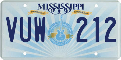 MS license plate VUW212