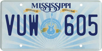 MS license plate VUW605