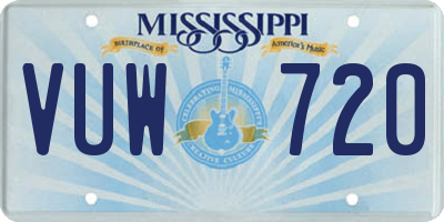 MS license plate VUW720