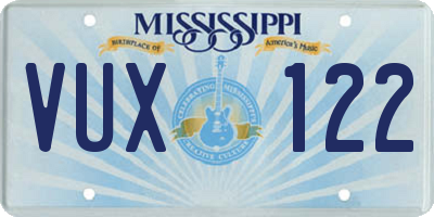 MS license plate VUX122