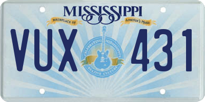MS license plate VUX431