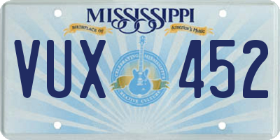 MS license plate VUX452