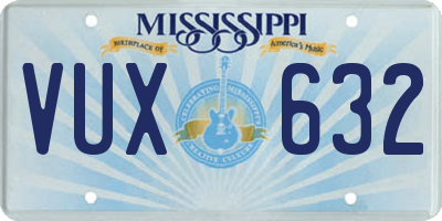 MS license plate VUX632