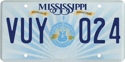 MS license plate VUY024