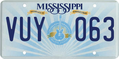 MS license plate VUY063