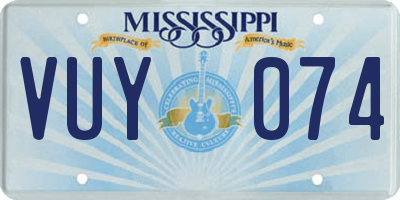 MS license plate VUY074