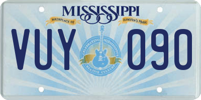 MS license plate VUY090