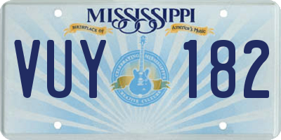 MS license plate VUY182