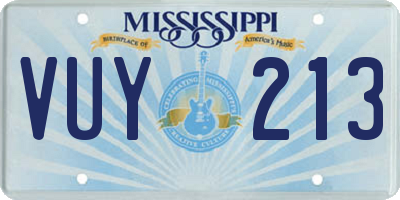 MS license plate VUY213