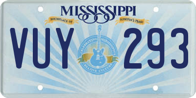 MS license plate VUY293