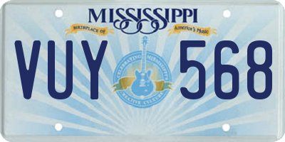 MS license plate VUY568