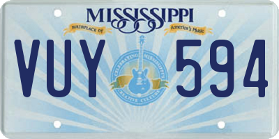 MS license plate VUY594