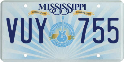 MS license plate VUY755