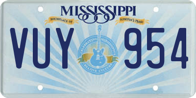 MS license plate VUY954