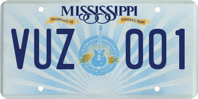 MS license plate VUZ001