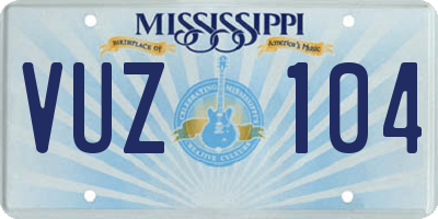 MS license plate VUZ104
