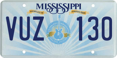 MS license plate VUZ130