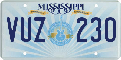 MS license plate VUZ230