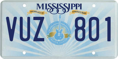 MS license plate VUZ801