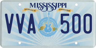 MS license plate VVA500