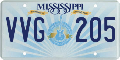MS license plate VVG205