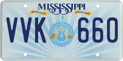 MS license plate VVK660
