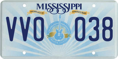 MS license plate VVO038