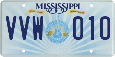 MS license plate VVW010