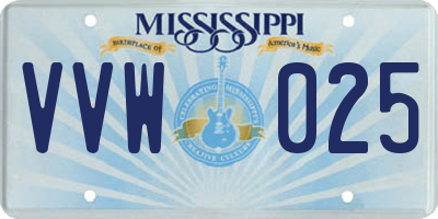 MS license plate VVW025