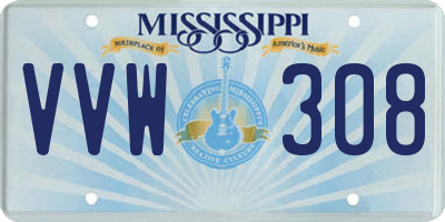 MS license plate VVW308