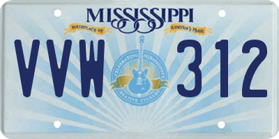 MS license plate VVW312