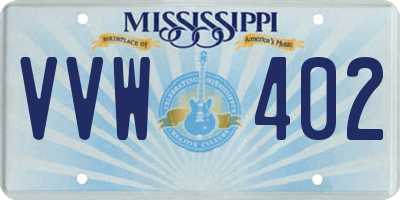 MS license plate VVW402