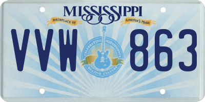 MS license plate VVW863
