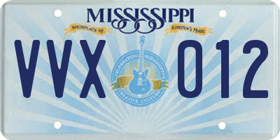 MS license plate VVX012
