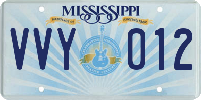 MS license plate VVY012