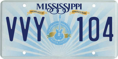 MS license plate VVY104