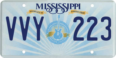 MS license plate VVY223