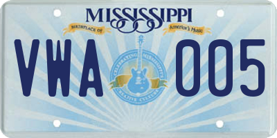 MS license plate VWA005