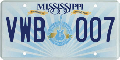 MS license plate VWB007